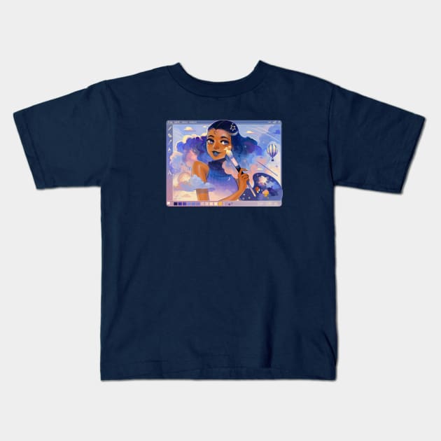 Painting Clouds Kids T-Shirt by GDBee